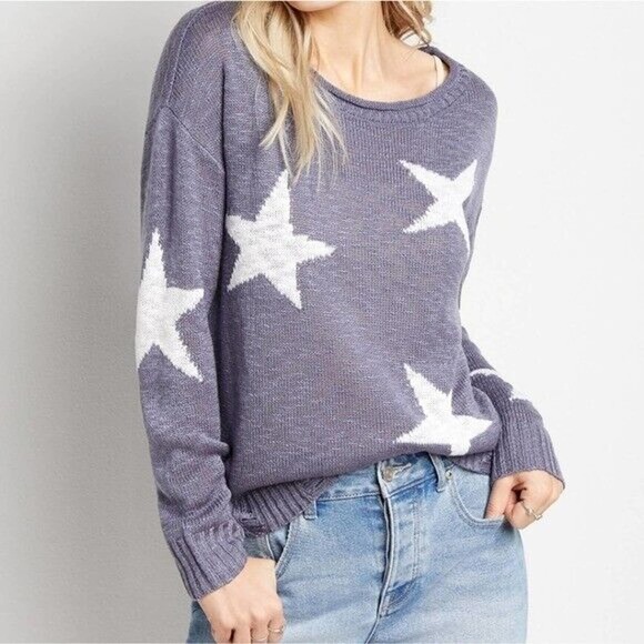 Maurices Sweaters - Maurices Star Distressed Crew Sweater Lightweight Beachy Plus Size 2X H14615